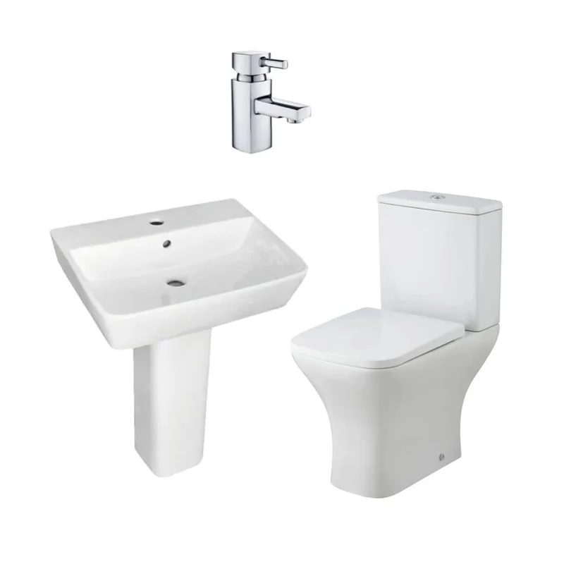 Modern Square Basin, Toilet & Tap Pack