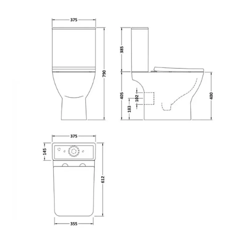 Modern Square Basin, Toilet & Tap Pack