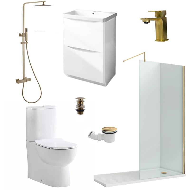 Walk In Shower Complete Suite Pack - Brushed Brass