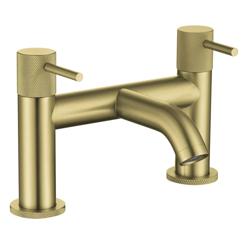 Lux Knurled Bath Filler - Brushed Brass