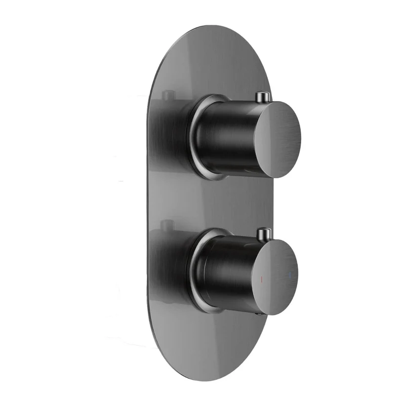 Lux Concealed Shower Set With Handset Kit, Slimline 250mm Overhead Shower & 300mm Wall Arm - Gunmetal Grey