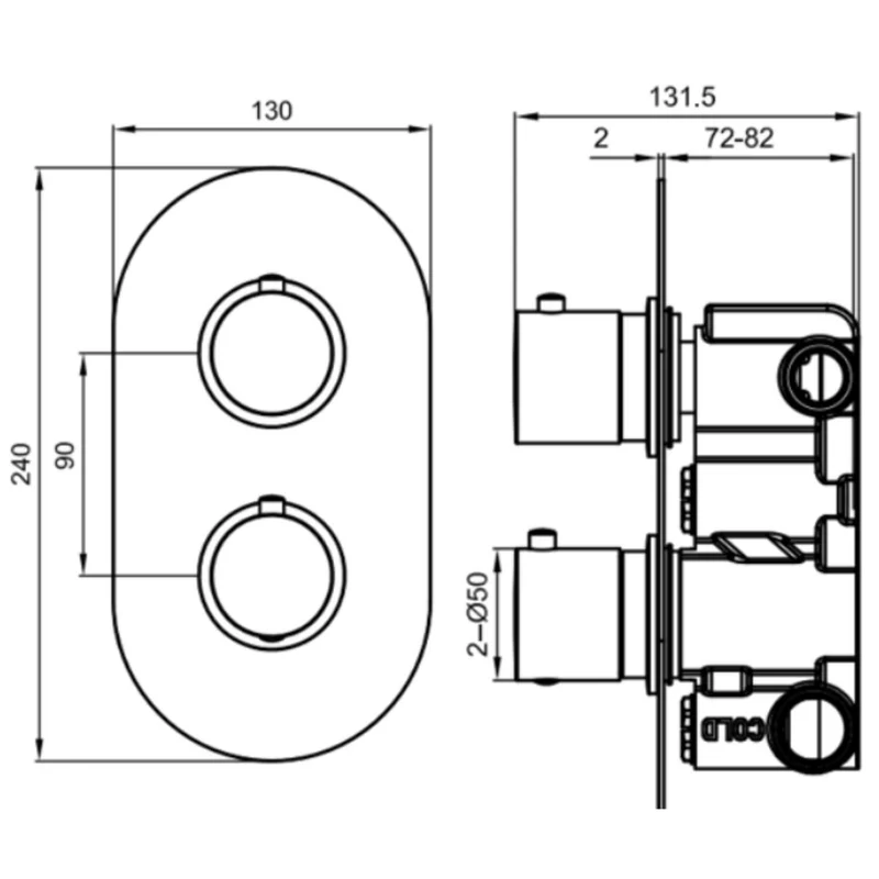 Lux Concealed Shower Set With Handset Kit, Slimline 250mm Overhead Shower & 120mm Ceiling Arm - Brushed Brass