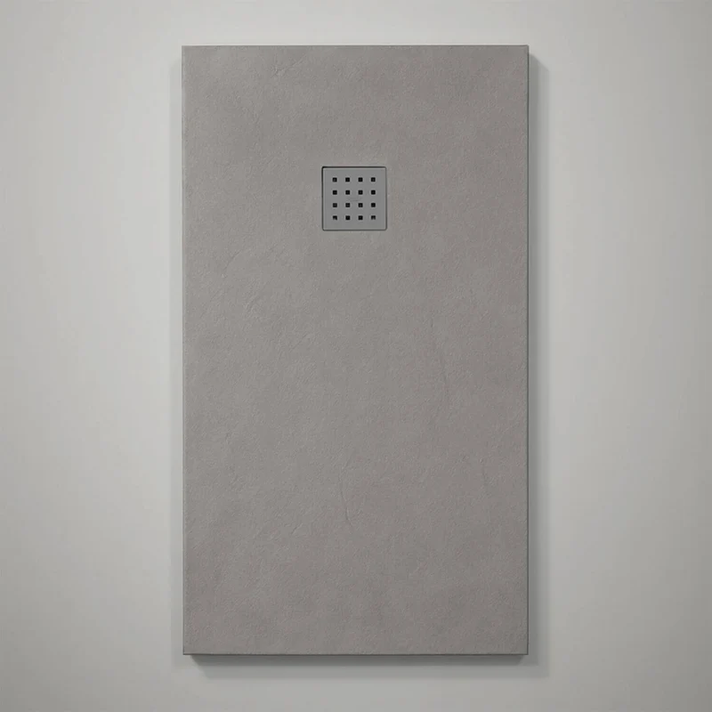 Lipari Volcanic Slate 30mm Rectangular Shower Tray & Waste - Cemento