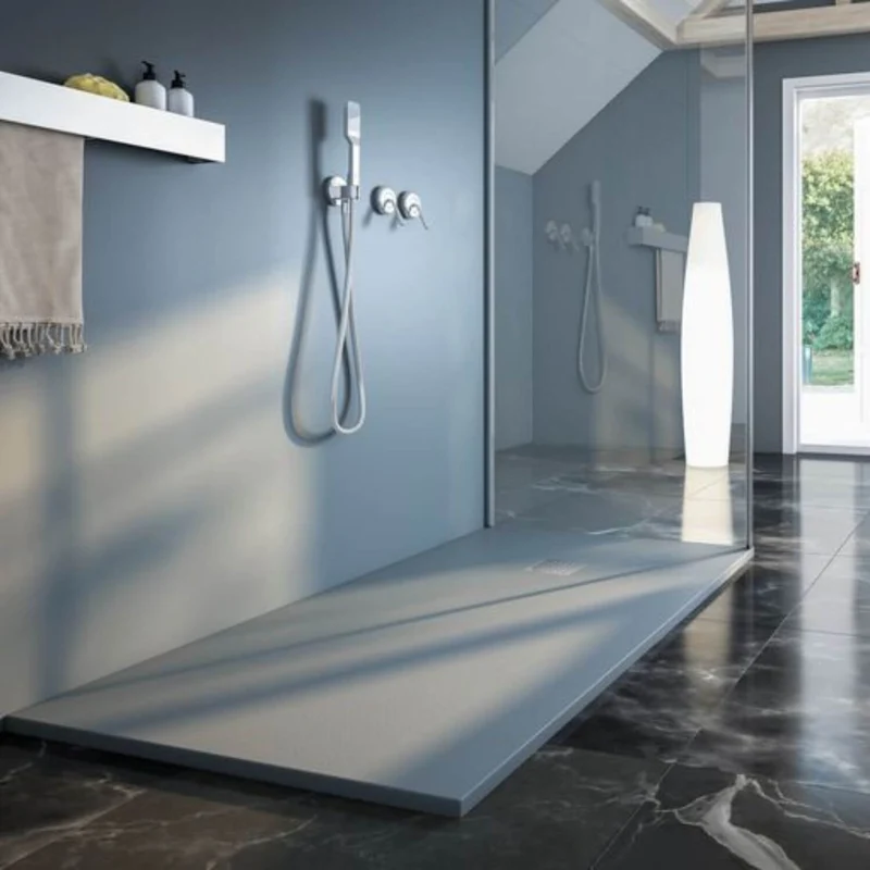 Lipari Volcanic Slate 30mm Square Shower Tray & Waste 900 x 900mm - Cemento