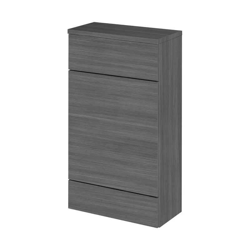 Hudson Reed Fusion 500mm Compact Wc Unit & Co-ordinating Top Contemp Anthracite Woodgrain MFC Textured Woodgrain 882x505x260mm