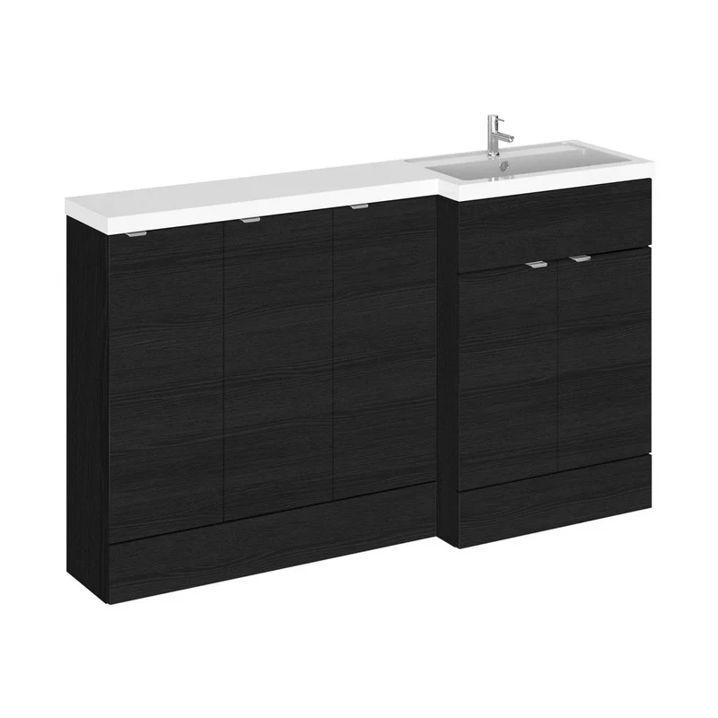 Hudson Reed Fusion 1500mm Right Hand Combination Contemp Charcoal Black MFC Textured Woodgrain 904x1505x360mm - CBI618