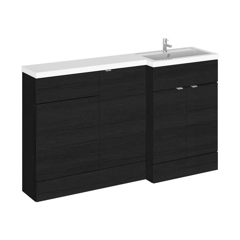 Hudson Reed Fusion 1500mm Right Hand Combination Contemp Charcoal Black MFC Textured Woodgrain 904x1505x360mm - CBI616