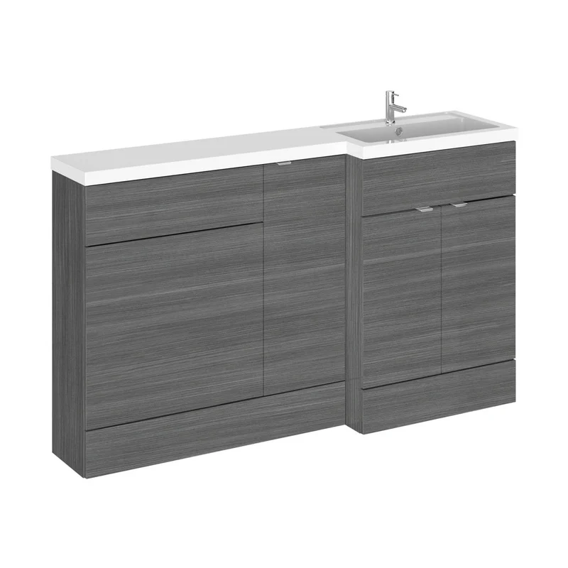 Hudson Reed Fusion 1500mm Right Hand Combination Contemp Anthracite Woodgrain MFC Textured Woodgrain 904x1505x360mm - CBI514