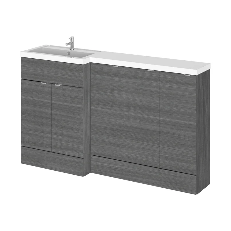 Hudson Reed Fusion 1500mm Left Hand Combination Contemp Anthracite Woodgrain MFC Textured Woodgrain 904x1505x360mm - CBI517