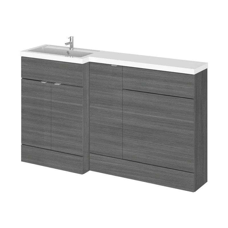 Hudson Reed Fusion 1500mm Left Hand Combination Contemp Anthracite Woodgrain MFC Textured Woodgrain 904x1505x360mm - CBI513
