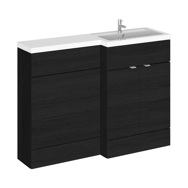 Hudson Reed Fusion 1200mm Right Hand Combination Contemp Charcoal Black MFC Textured Woodgrain 904x1205x360mm - CBI610