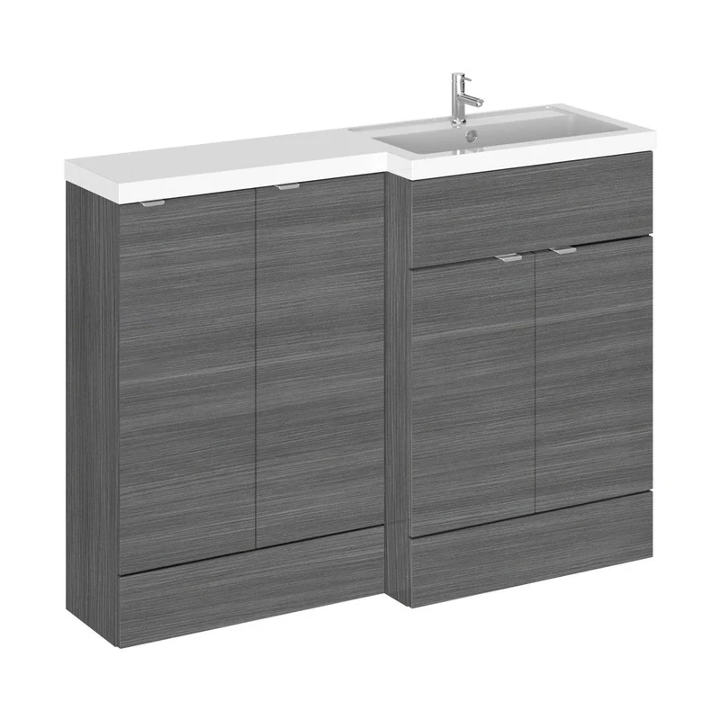 Hudson Reed Fusion 1200mm Right Hand Combination Contemp Anthracite Woodgrain MFC Textured Woodgrain 904x1205x360mm - CBI512