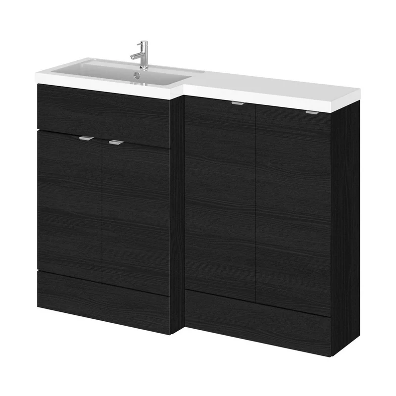 Hudson Reed Fusion 1200mm Left Hand Combination Contemp Charcoal Black MFC Textured Woodgrain 904x1205x360mm - CBI611