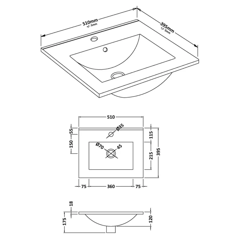 Lana 500mm Wall Hung 2 Door Vanity Unit & Basin - Bleached Oak