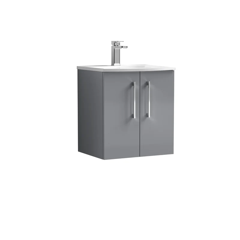 Lana 500mm Wall Hung 2 Door Vanity Unit & Basin - Satin Grey