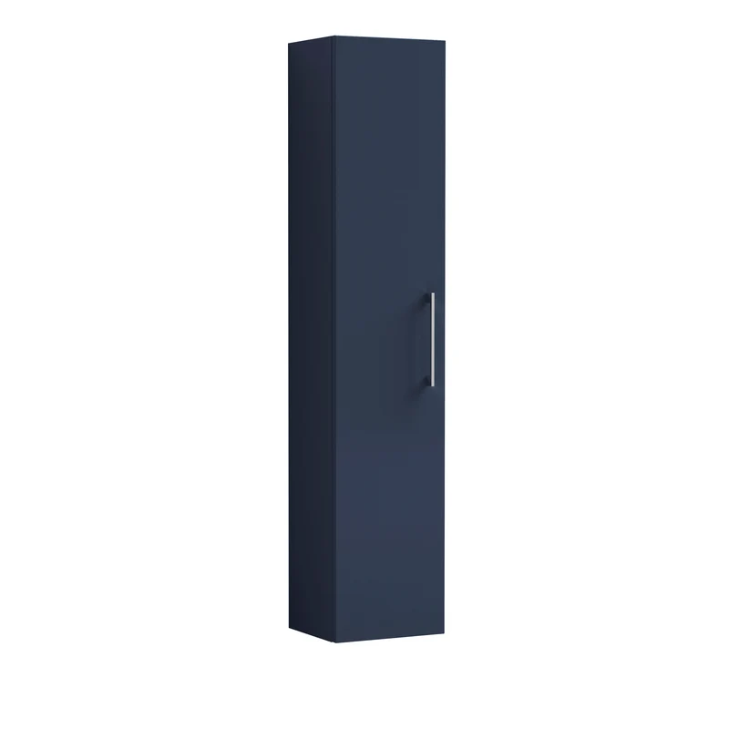 Lana 300mm Wall Hung Tall Storage Unit With 1 Door - Satin Midnight Blue