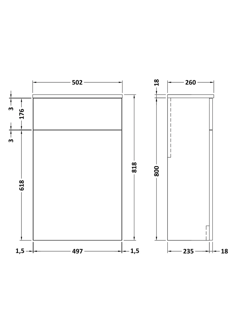 Lana 500mm Toilet Unit - Satin Grey