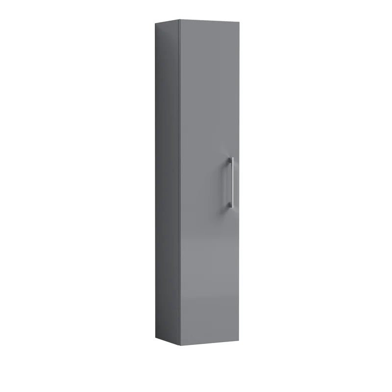 Lana 300mm Wall Hung Tall Storage Unit With 1 Door - Satin Grey