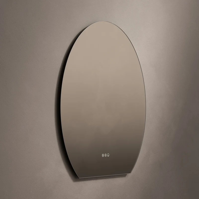 Claris Oval Cut Illuminated Mirror 80 x 90cm with Adjustable Dotless Lighting and Demister