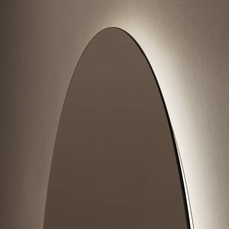 Claris Oval Cut Illuminated Mirror 80 x 90cm with Adjustable Dotless Lighting and Demister