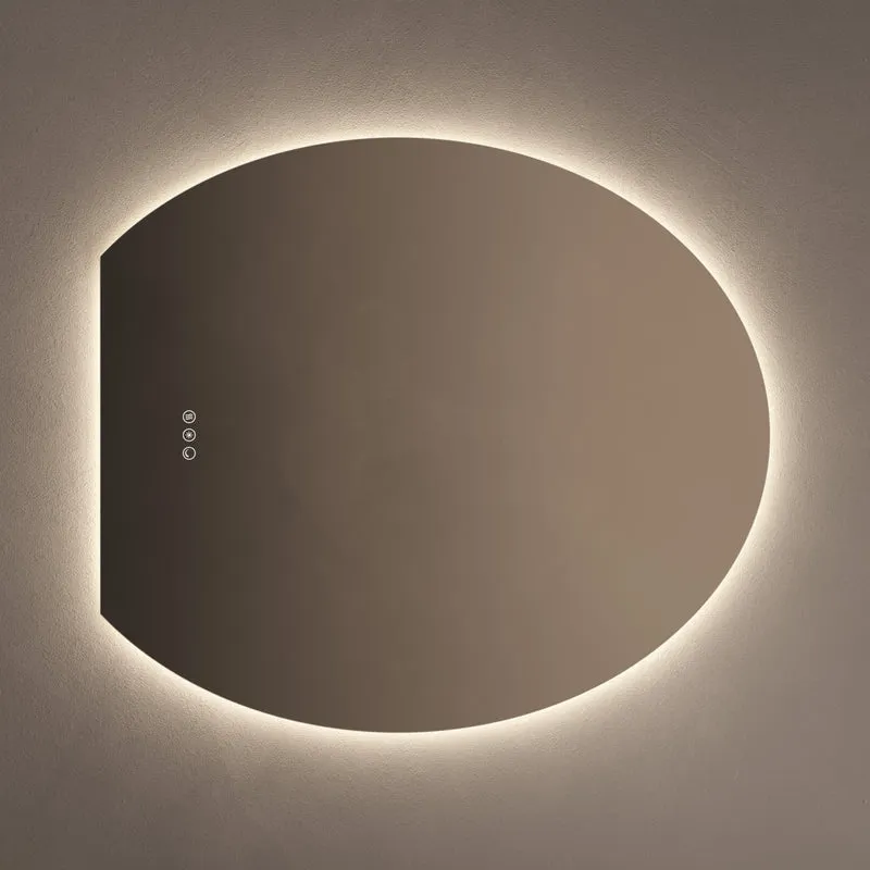 Claris Oval Cut Illuminated Mirror 80 x 90cm with Adjustable Dotless Lighting and Demister