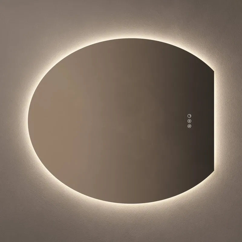 Claris Oval Cut Illuminated Mirror 80 x 90cm with Adjustable Dotless Lighting and Demister
