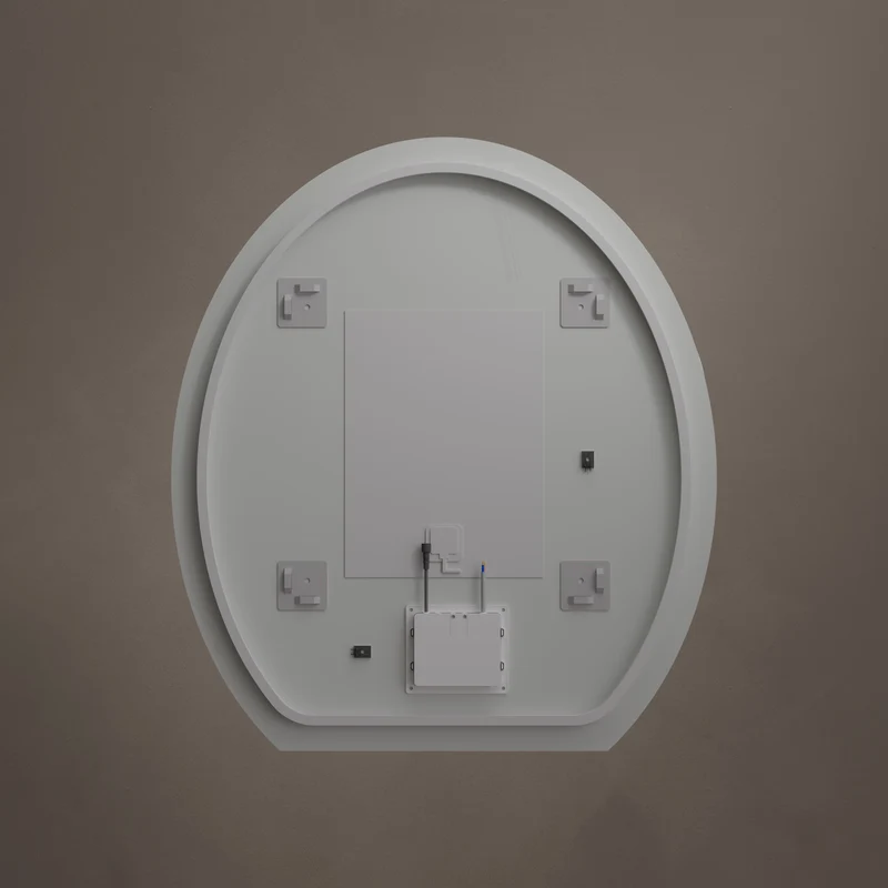 Claris Oval Cut Illuminated Mirror 80 x 90cm with Adjustable Dotless Lighting and Demister