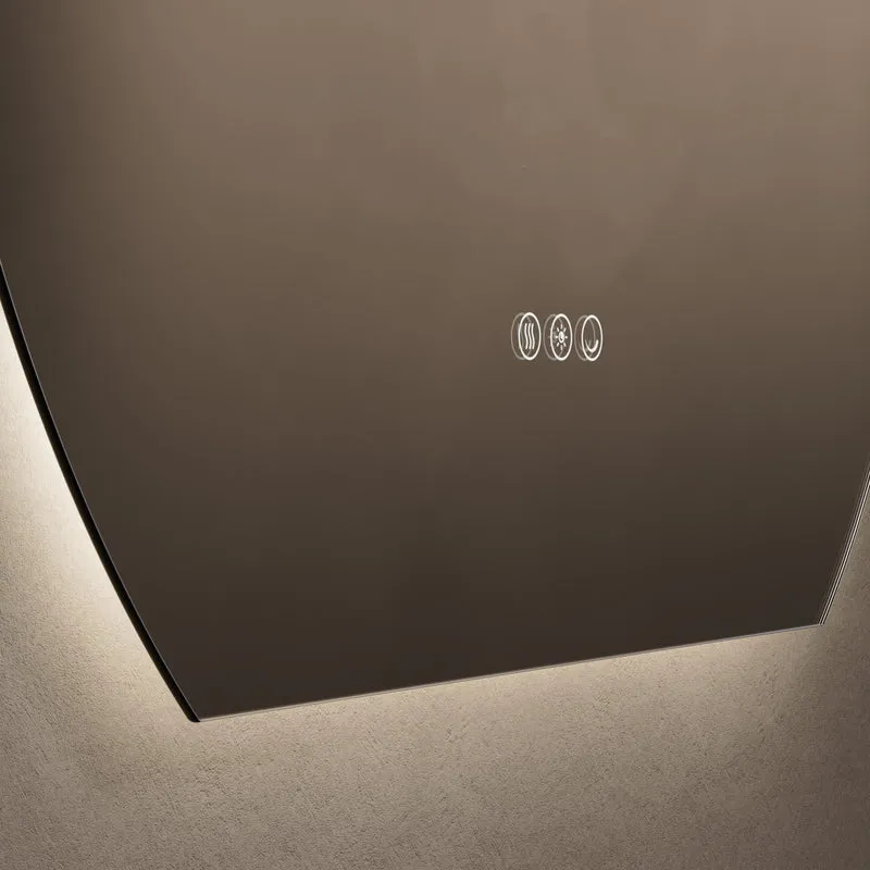 Claris Oval Cut Illuminated Mirror 80 x 90cm with Adjustable Dotless Lighting and Demister