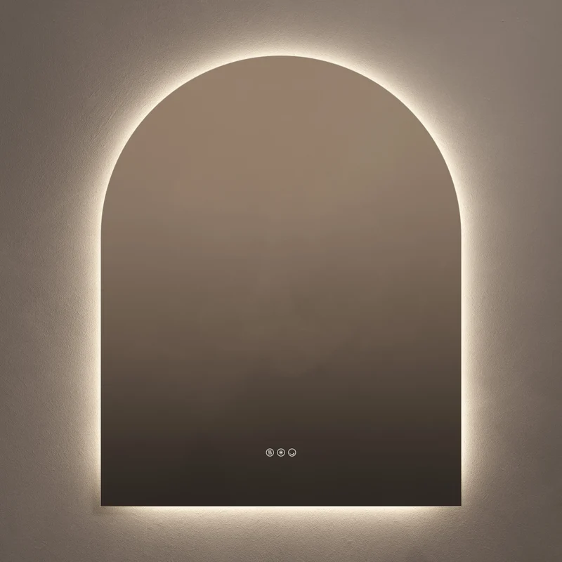 Claris Arch Illuminated Mirror 80 x 100cm with Adjustable Dotless Lighting and Demister
