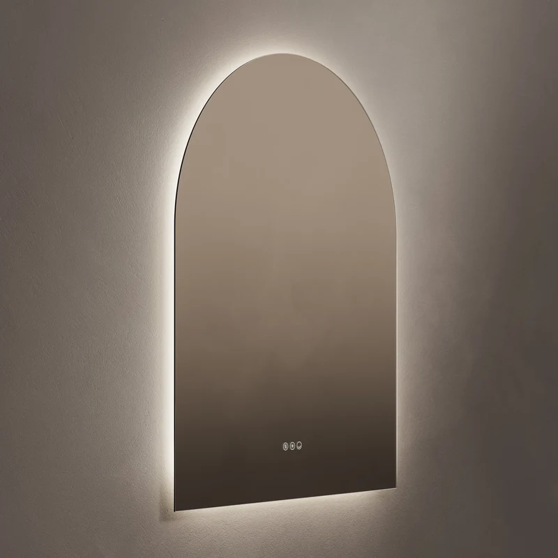 Claris Arch Illuminated Mirror 80 x 100cm with Adjustable Dotless Lighting and Demister