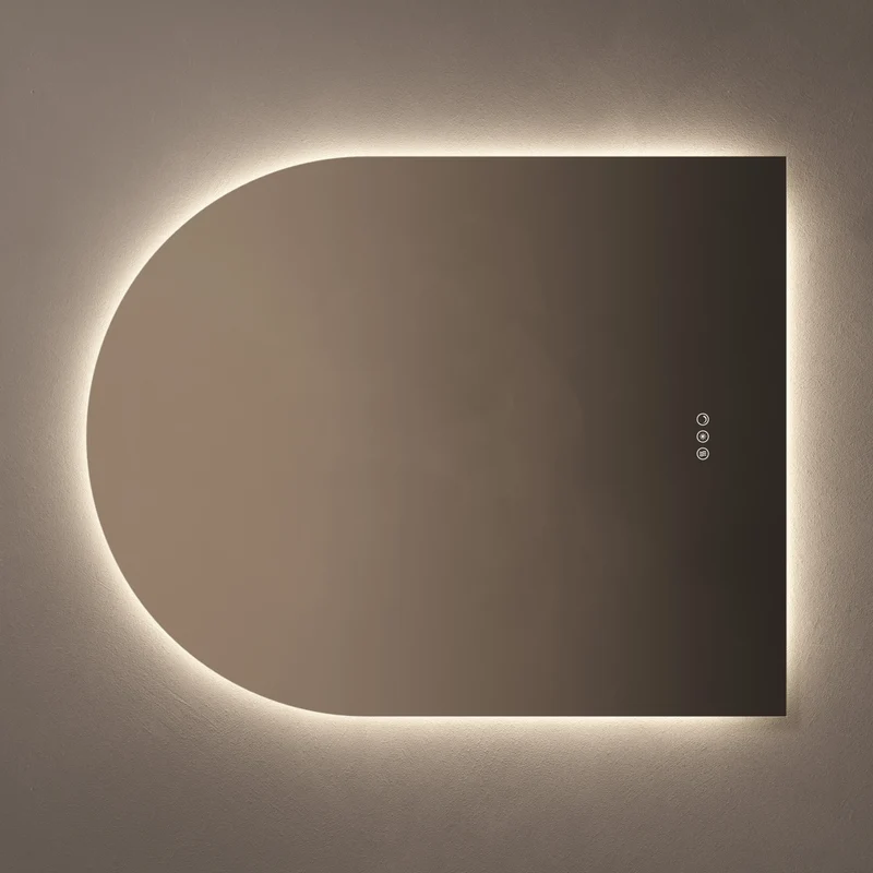 Claris Arch Illuminated Mirror 80 x 100cm with Adjustable Dotless Lighting and Demister