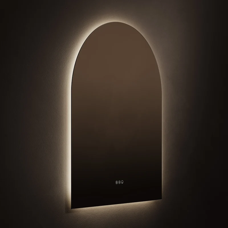 Claris Arch Illuminated Mirror 80 x 100cm with Adjustable Dotless Lighting and Demister