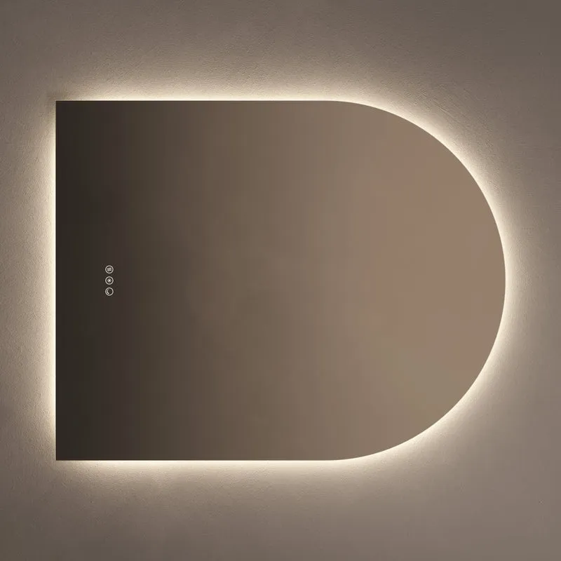 Claris Arch Illuminated Mirror 80 x 100cm with Adjustable Dotless Lighting and Demister