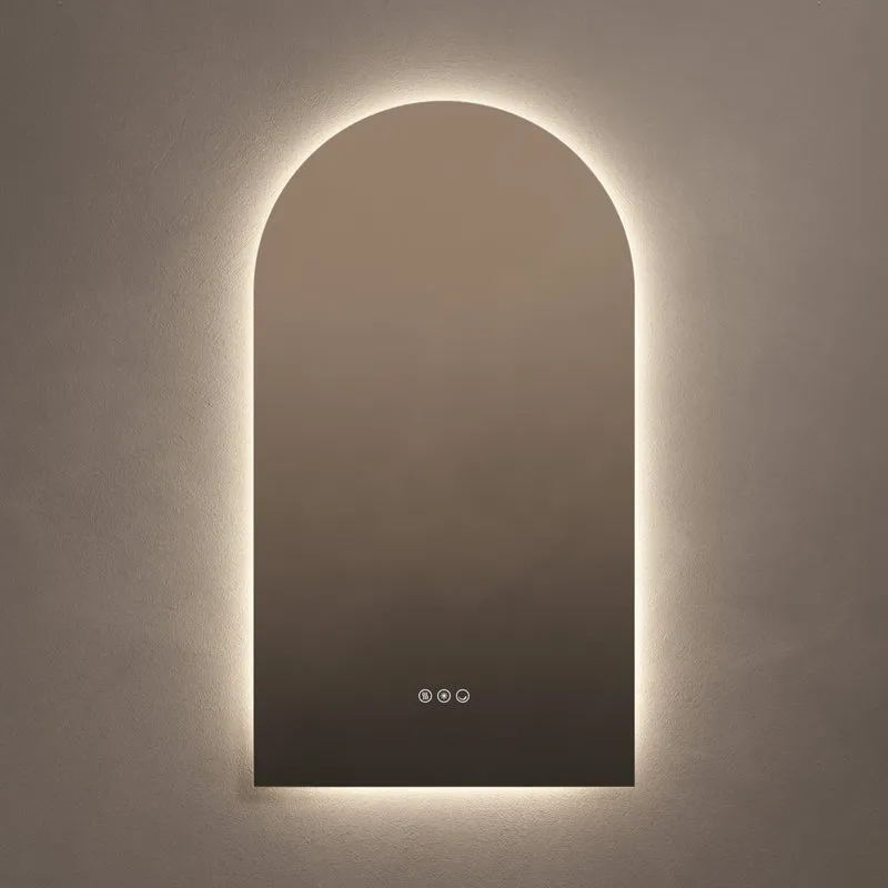 Claris Arch Illuminated Mirror 50 x 90cm with Adjustable Dotless Lighting and Demister