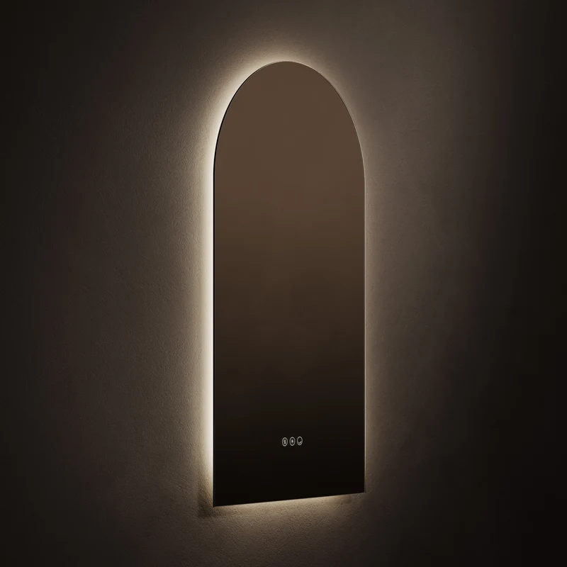 Claris Arch Illuminated Mirror 50 x 90cm with Adjustable Dotless Lighting and Demister