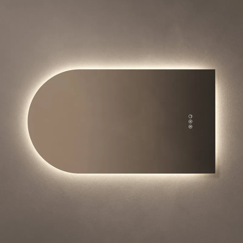 Claris Arch Illuminated Mirror 50 x 90cm with Adjustable Dotless Lighting and Demister