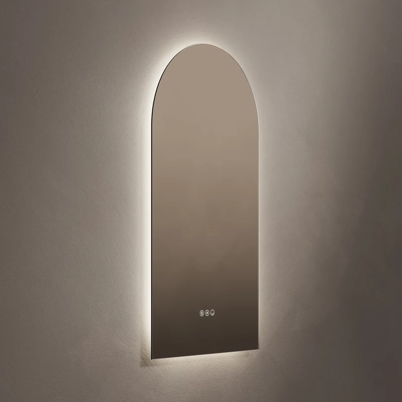 Claris Arch Illuminated Mirror 50 x 90cm with Adjustable Dotless Lighting and Demister