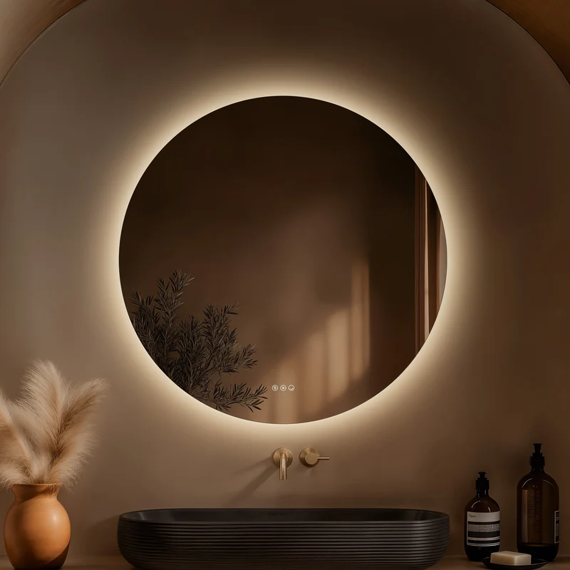 Claris Round Illuminated Mirror 100cm with Adjustable Dotless Lighting and Demister