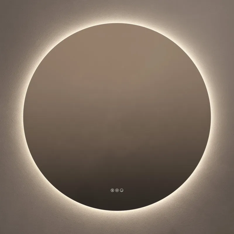 Claris Round Illuminated Mirror 100cm with Adjustable Dotless Lighting and Demister