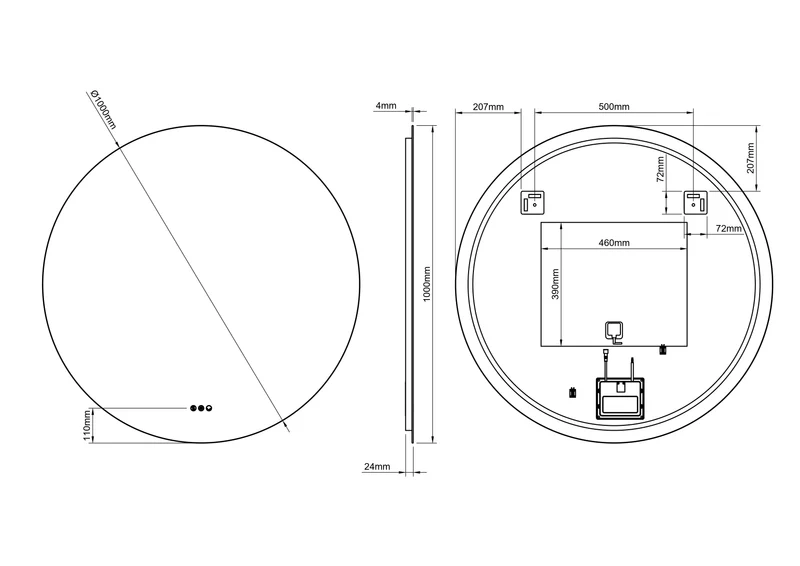 Claris Round Illuminated Mirror 100cm with Adjustable Dotless Lighting and Demister