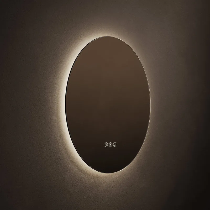 Claris Round Illuminated Mirror 50cm with Adjustable Dotless Lighting and Demister