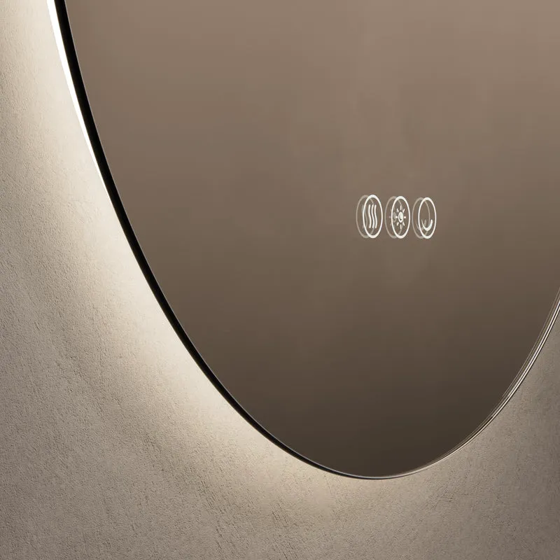 Claris Round Illuminated Mirror 50cm with Adjustable Dotless Lighting and Demister