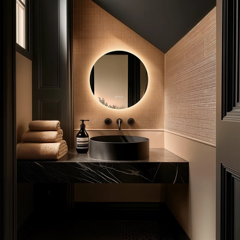 Claris Round Illuminated Mirror 50cm with Adjustable Dotless Lighting and Demister