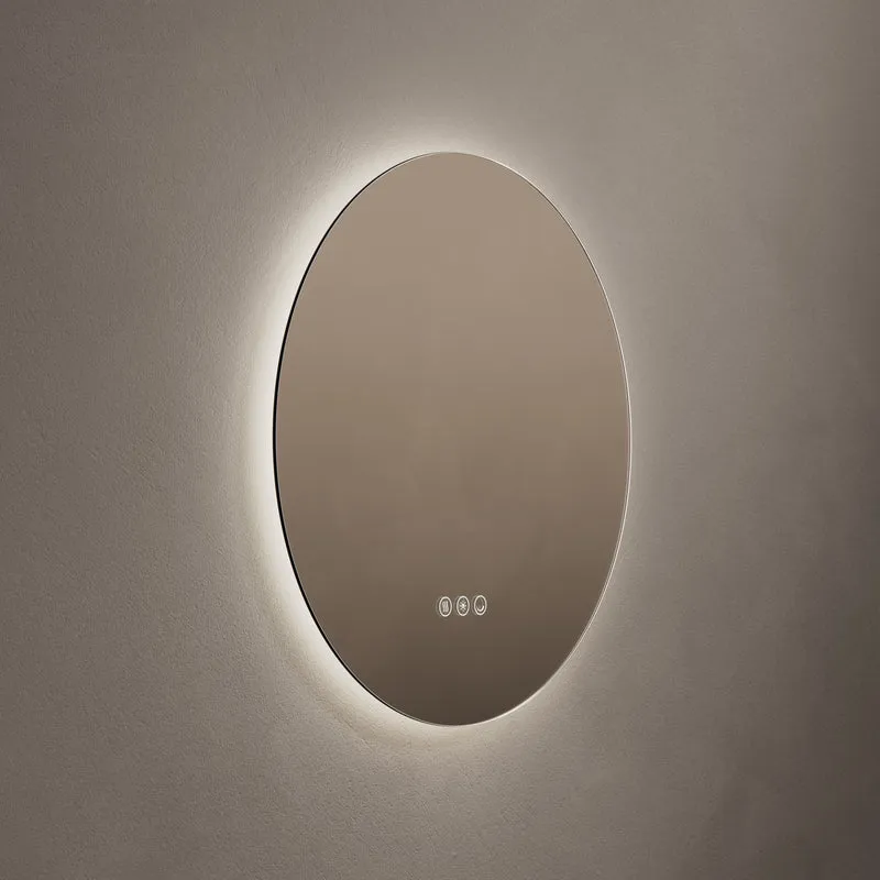 Claris Round Illuminated Mirror 50cm with Adjustable Dotless Lighting and Demister