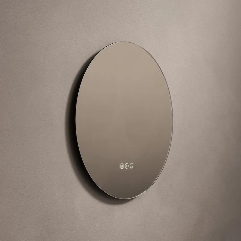 Claris Round Illuminated Mirror 50cm with Adjustable Dotless Lighting and Demister