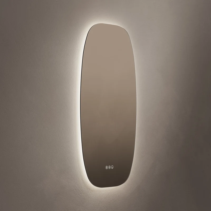 Claris Barrel Illuminated Mirror 50 x 90cm with Adjustable Dotless Lighting and Demister