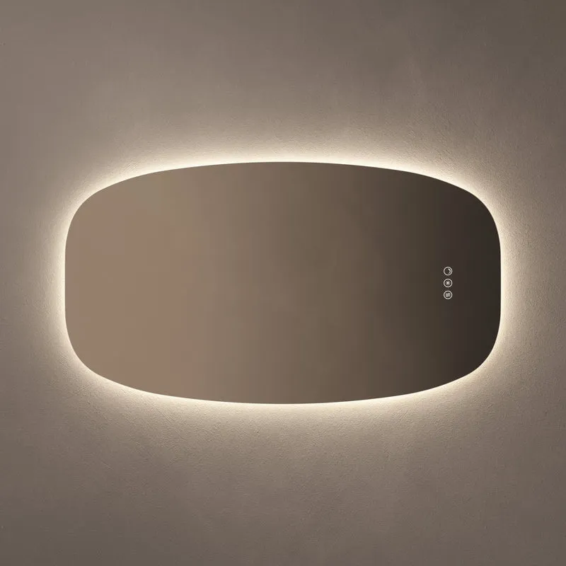 Claris Barrel Illuminated Mirror 50 x 90cm with Adjustable Dotless Lighting and Demister
