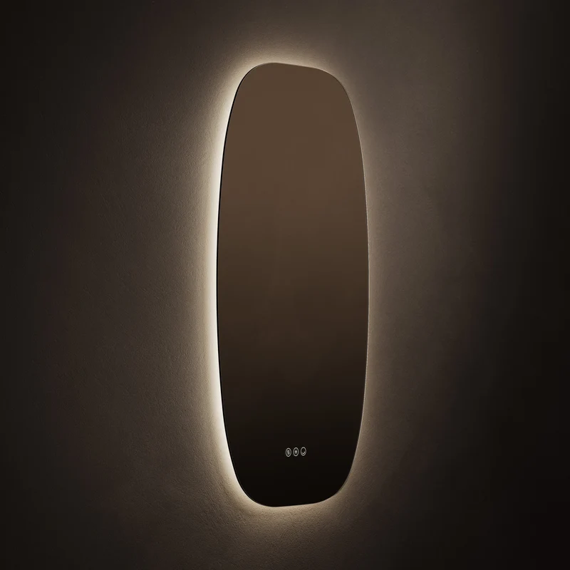 Claris Barrel Illuminated Mirror 50 x 90cm with Adjustable Dotless Lighting and Demister