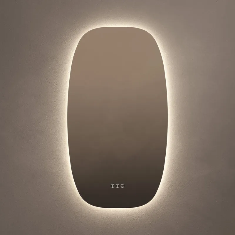 Claris Barrel Illuminated Mirror 50 x 90cm with Adjustable Dotless Lighting and Demister
