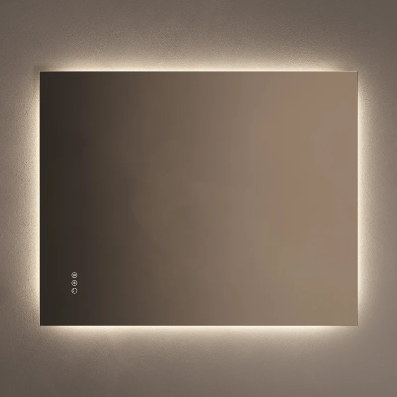 Claris Rectangular Illuminated Mirror 80 x 100cm with Adjustable Dotless Lighting and Demister